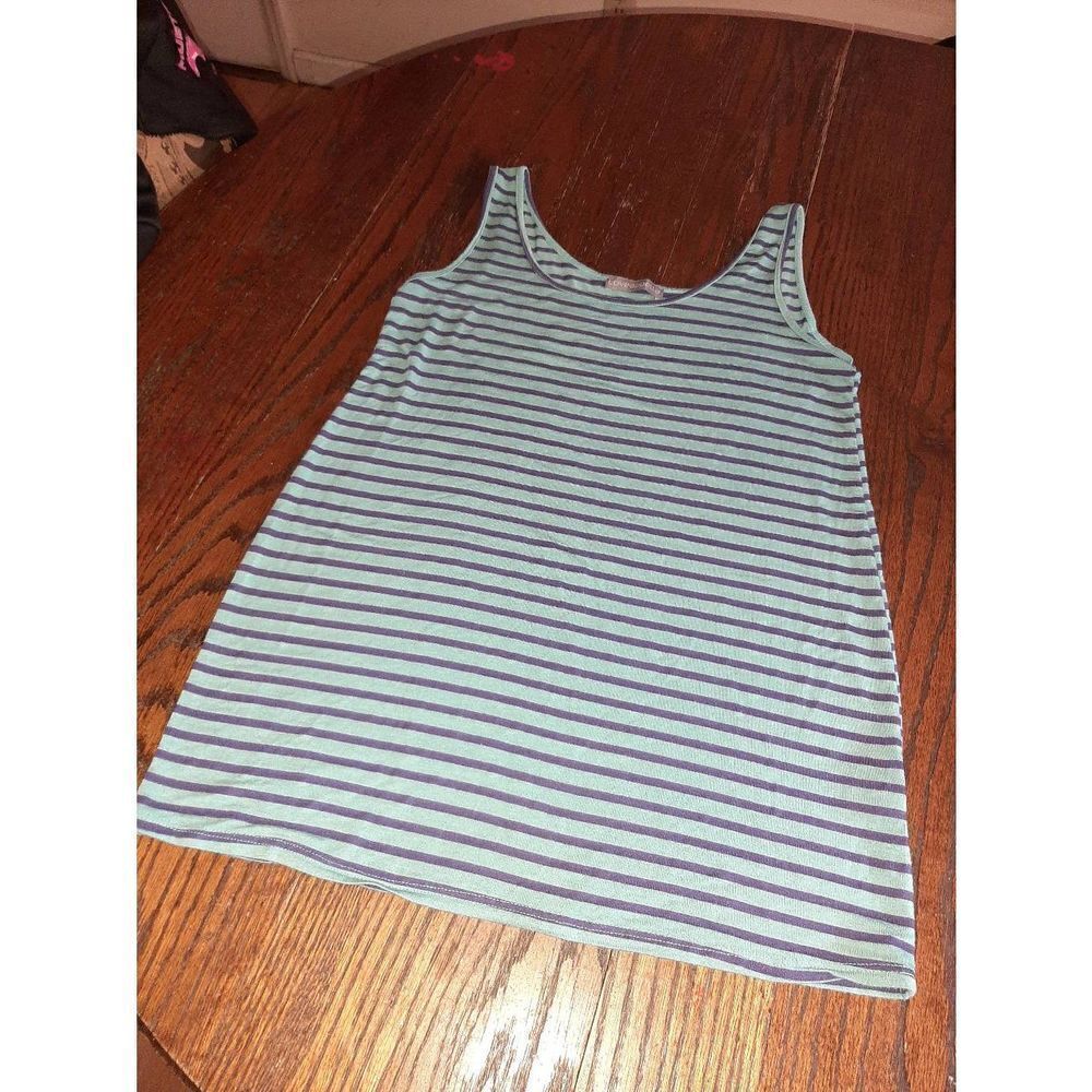 Medium Loveappella Teal Purple Sleeveless Tank Top Striped Shirt